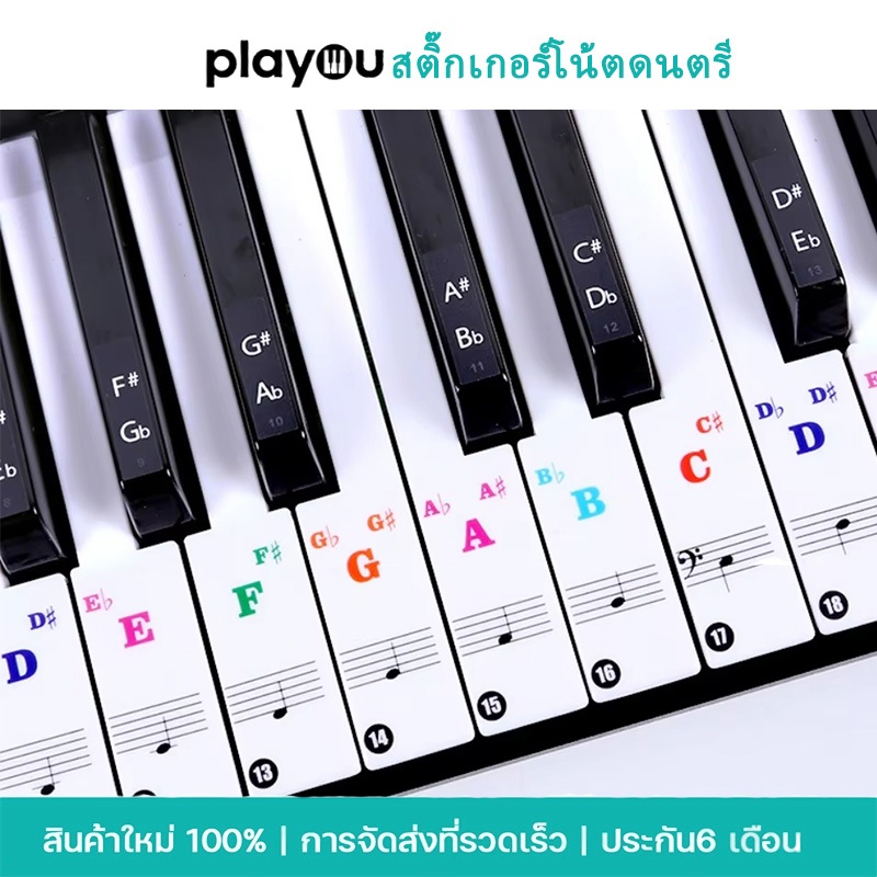 สติ๊กเกอร์ติดเปียโน ตัวโน๊ต สติ๊กเกอร์แปะเปียโน เมโลเดียน คีย์บอร์ด คอร์ด 88/61/49/37 คีย์