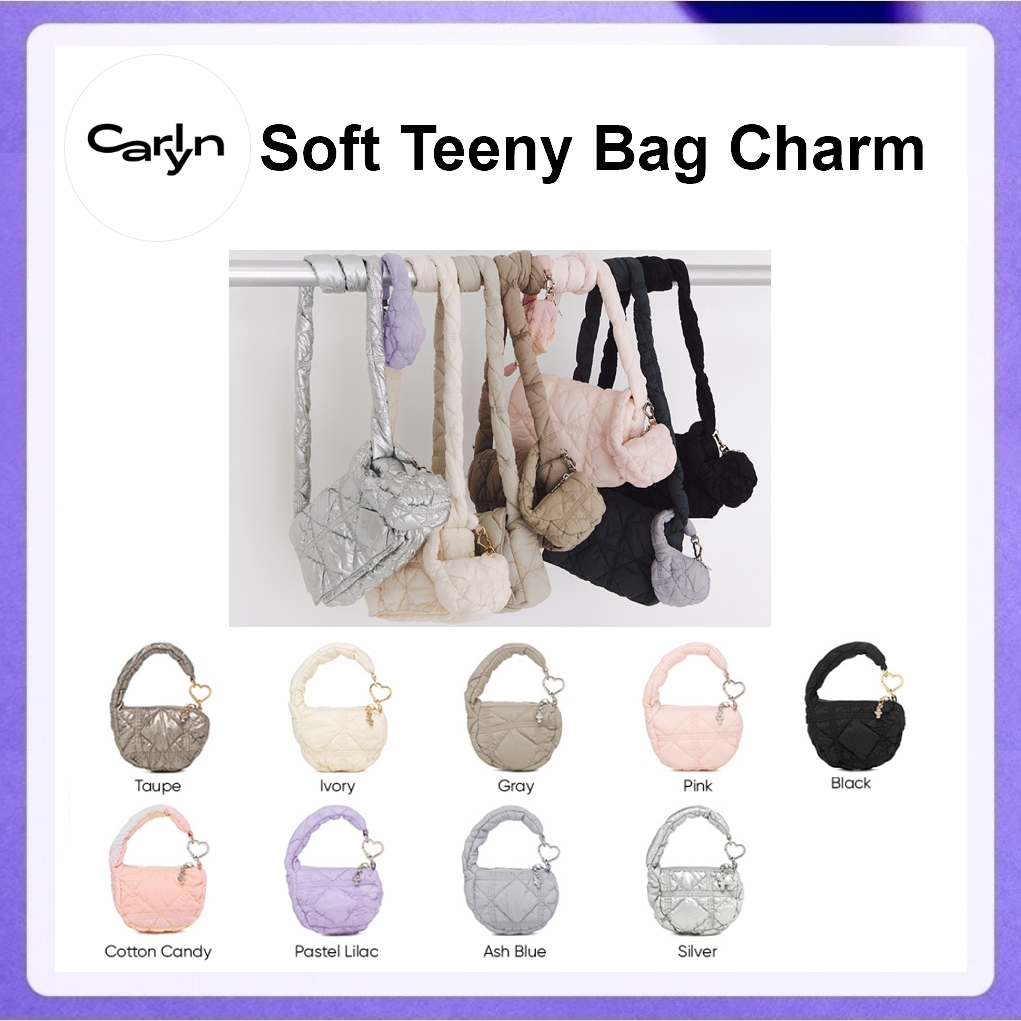 Carlyn Soft Teeny Bag Charm (Black, Ivory, Grey, Pink, Pastel Lilic, Pastel Pink, Ash Blue, Silver)
