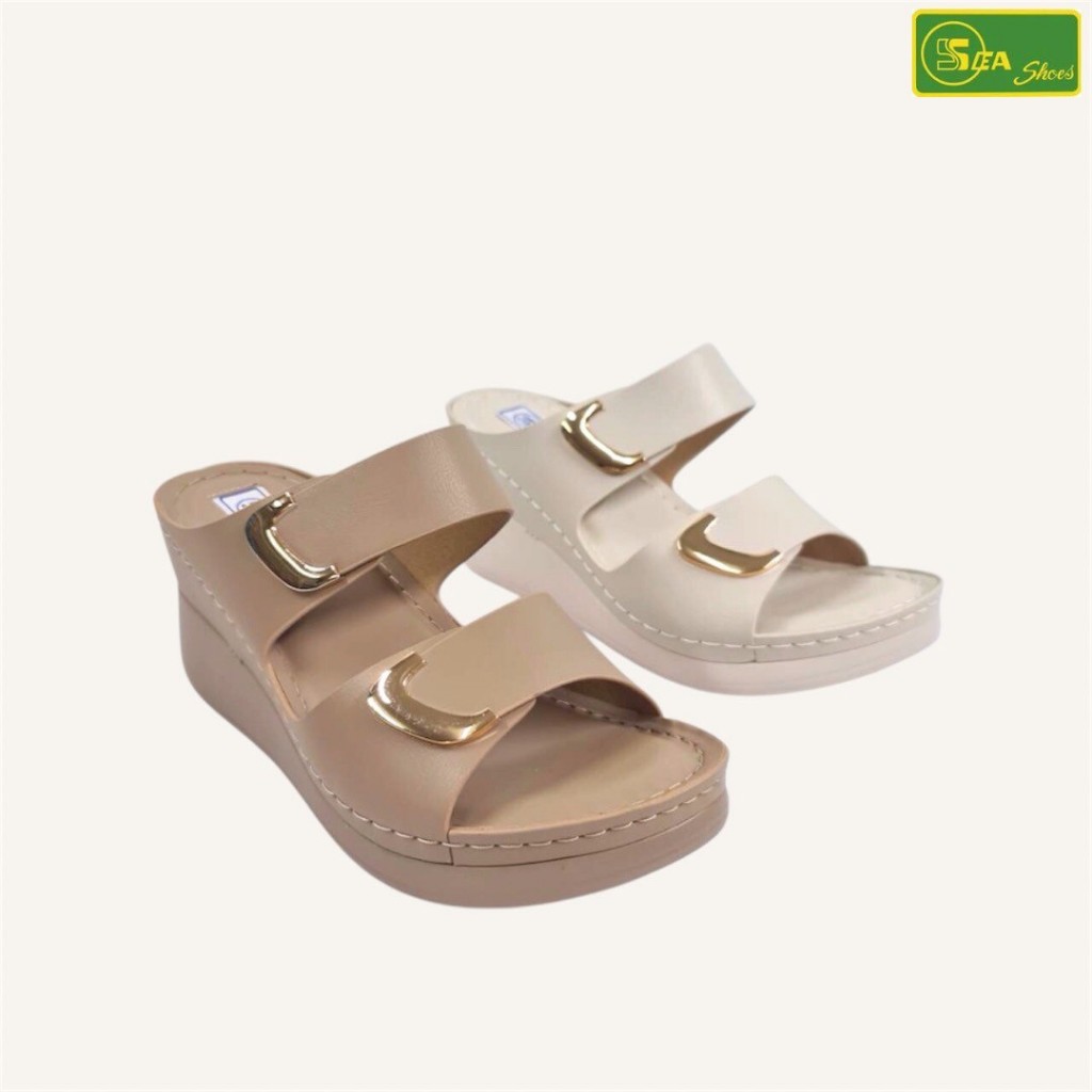 SEA Shoes(ซีชูส์) 9765-022 รองเท้าส้นสูงแบบสวม พื้นนุ่ม สวยเรียบ ใส่สบาย