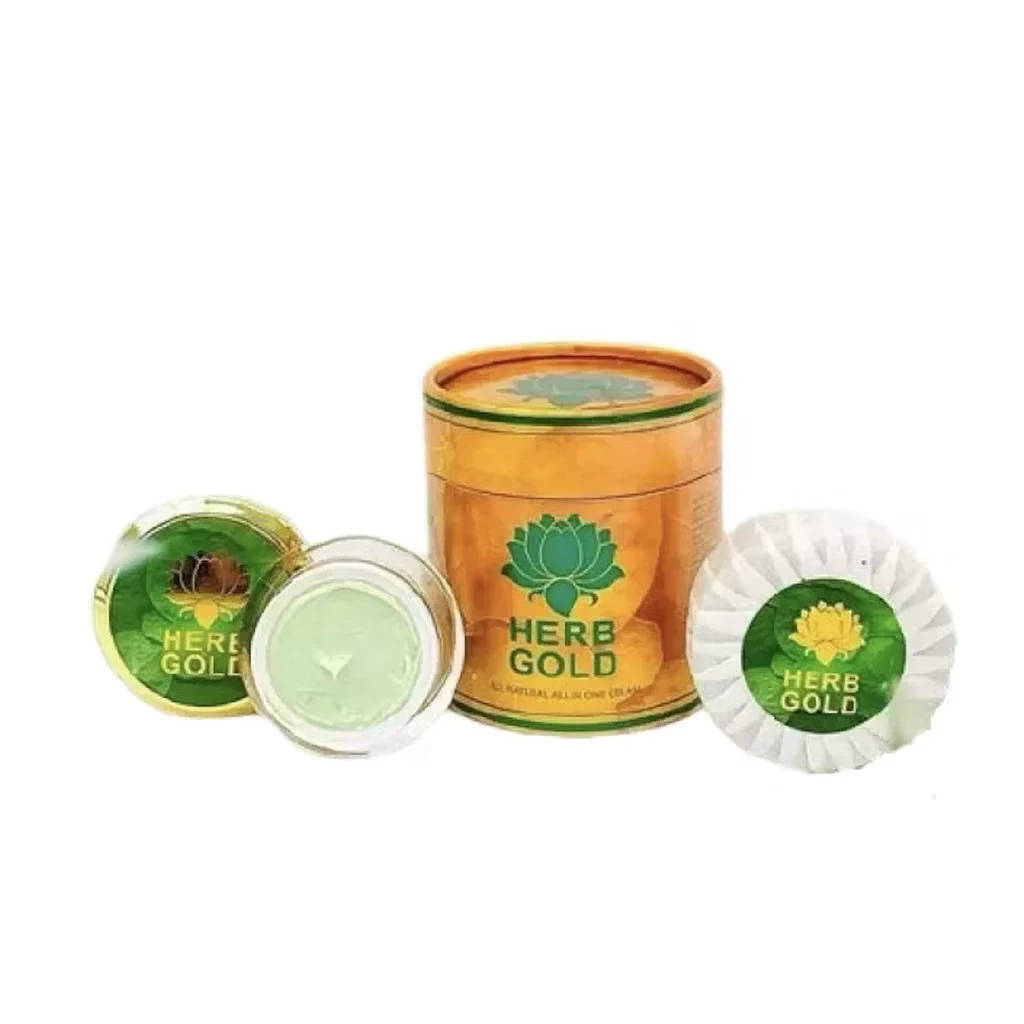 HERB Gold เฮิร์บโกลด์ (กระป๋อง)ครีมสมุนไพร ครีม 10 กรัม สบู่ 1ก้อน