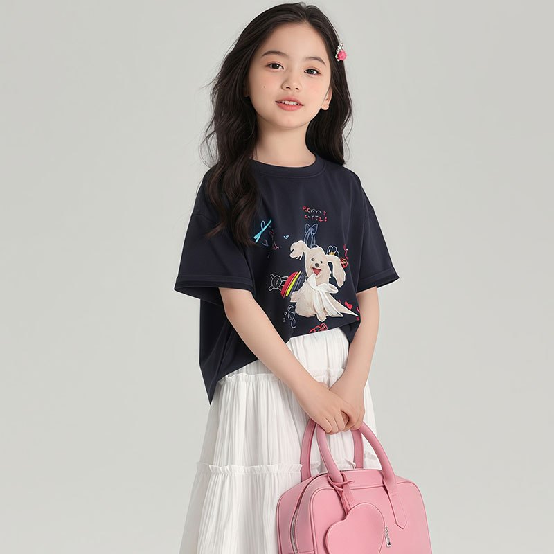 เสื้อเด็ก เสื้อยืดคอกลม แขนสั้น คุณหนู น่ารักก 2025 - รูปที่ 3