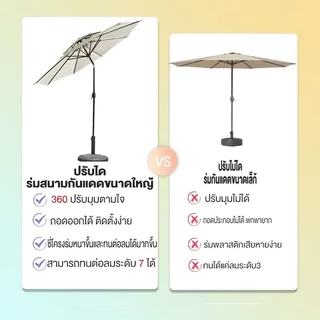 ร่มสนาม 2.7M ร่มกันแดดสนามใหญ่ ร่มร้านค้ากันแสงUVขนาดใหญ่ ร่มคาเฟ่ เอียงได้ กันแดด ในสวน ได้พร้อมฐาน