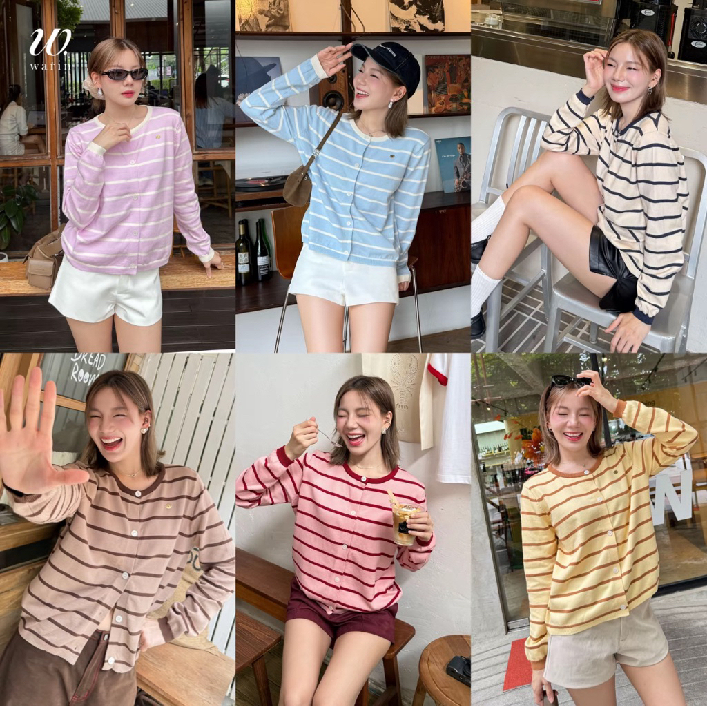 Warin เสื้อคาดิแกนไหมพรมทอลาย Ruby Knitted Cardigan - รหัส WR8911