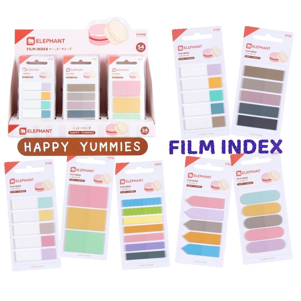 Elephant ฟิล์มอินเด็กซ์ แฟนซี Sticko Happy Yummies Flim Index มีหลายแบบหลายขนาด โทนสีนีออน พาสเทล และเอิร์ธโทน