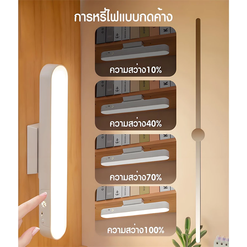 Tangok✨โคมไฟตั้งโต๊ะ LED โคมไฟแม่เหล็ก ปุ่มชาร์จ USB ไฟข้างเตียง ไฟอ่านหนังสือ ไฟติดห้อง โคมไฟไร้สาย ปรับได้ 3 แสง thumbnail 3