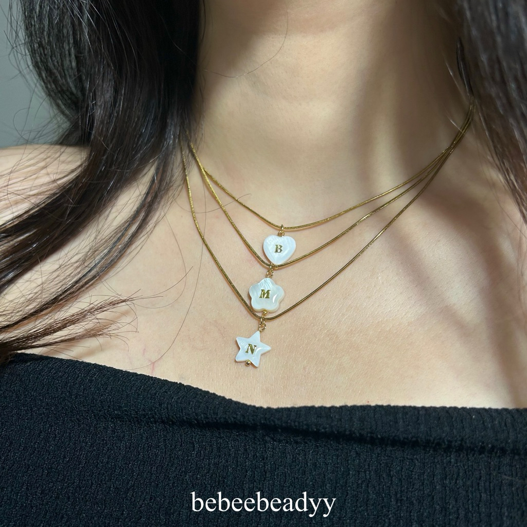 สร้อยคอ พร้อมจี้ตัวอักษร A-Z สีทอง 🥂🤍 | สร้อยสแตนเลส สีทอง