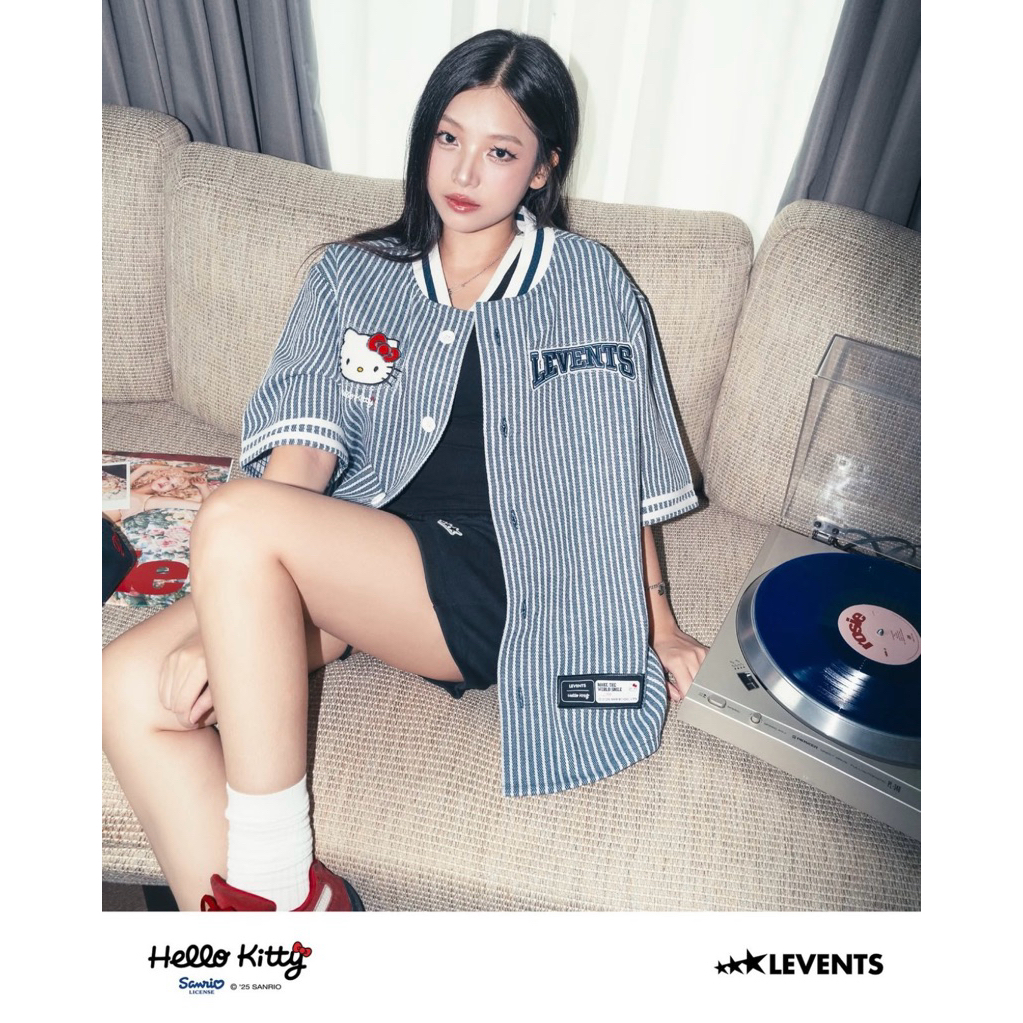 Levents® x Hello Kitty | Striped Baseball Jersey/Navy