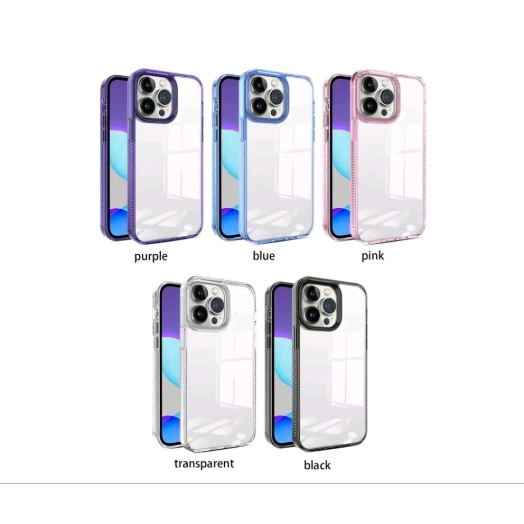 เคสขอบสี (แบบใส) พร้อมติดสติ๊กเกอร์ ขอบข้างกันลื่น