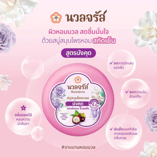 นวลจรัส สบู่สมุนไพรสกัดเย็น สูตรมังคุด ลดกลิ่นกาย ลดสิวที่หลัง 160 g.