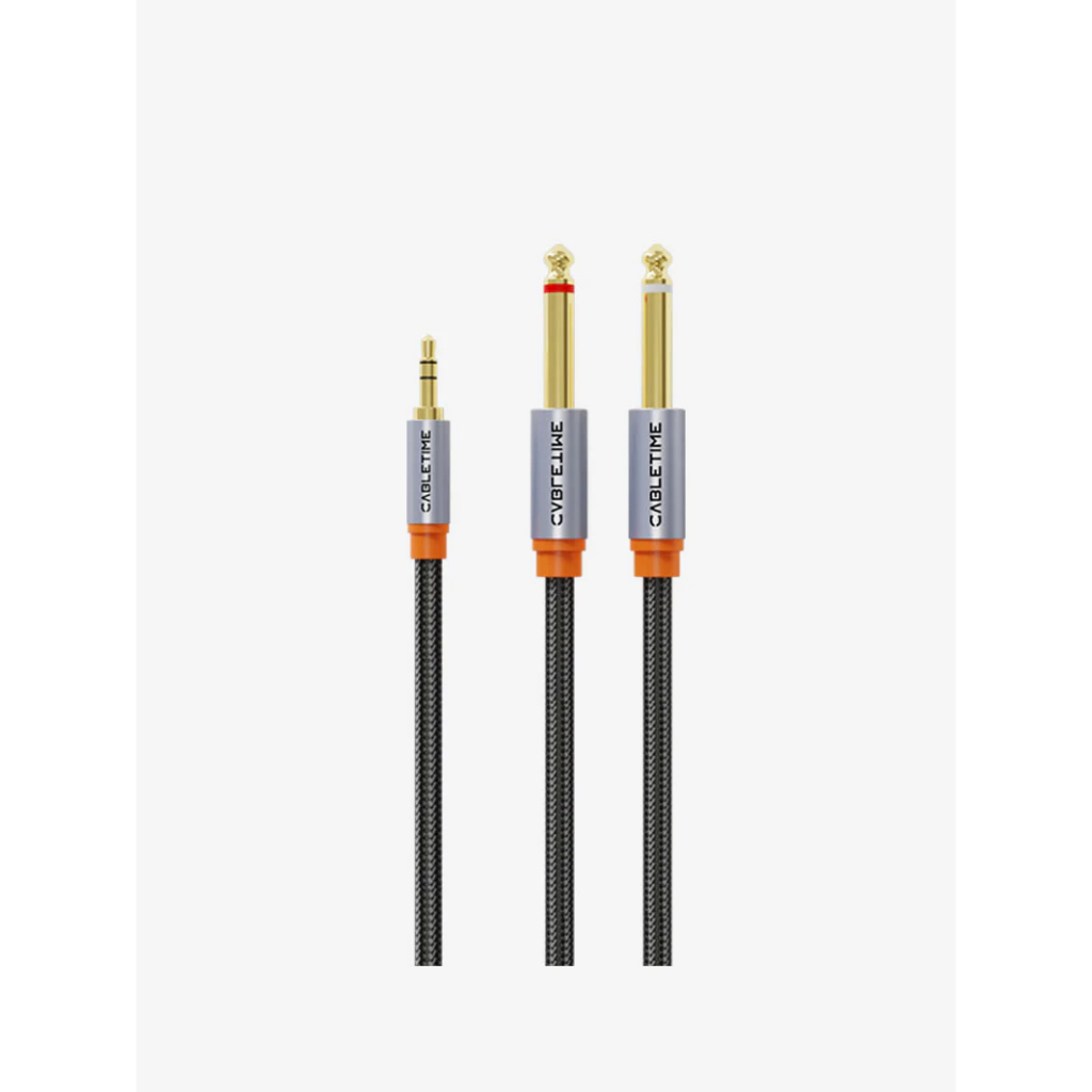CF27P 3.5mm TRS to Dual 6.35mm 1/4 TS Mono Y Splitter Audio Cable Cabletime