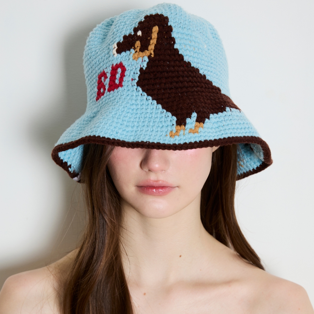 BLACKDOG BKK - Dachshund bucket hat หมวกโครเชต์ถักลายน้องหมา - BD2522