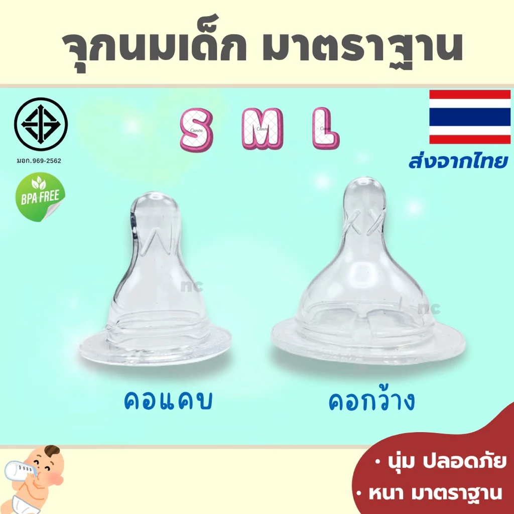 จุกนมคอแคบ และ จุกนมคอกว้าง (6/12 ชิ้น) S M L ราคาโรงงาน ปลอดภัย นิ่ม ทนความร้อนได้ 110 องศา จุกนมเด็ก จุกแคบ จุกมาตรฐาน