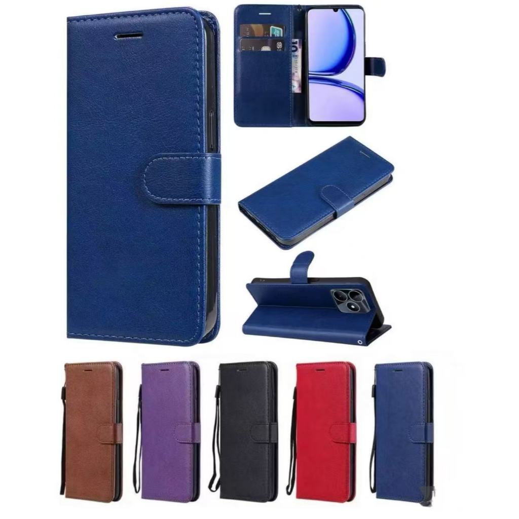 เคสฝาพับหนัง มีล็อค สำหรับOppo Realme C85 C71 C75 C75X C61 C63 C65 C55 C51 C53 C35 C33 C30 Note50 Note60 Note70 Note80