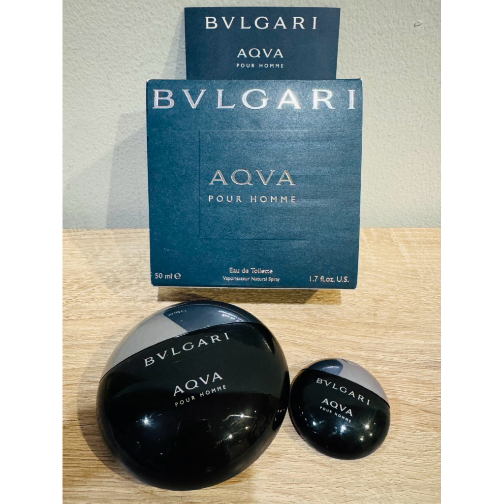 (SALE 940 !!! ใส่ Code) 2 ขวด น้ำหอม Bvlgari Aqva Pour Homme EDT 50 ml.และ 5 ml. แพ็คเกจเก่า ซื้อเก็