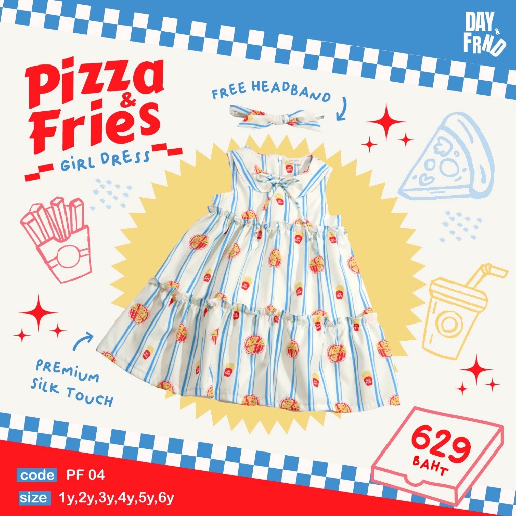 Pizza & Fries Girl Dress PF04  พร้อมส่ง
