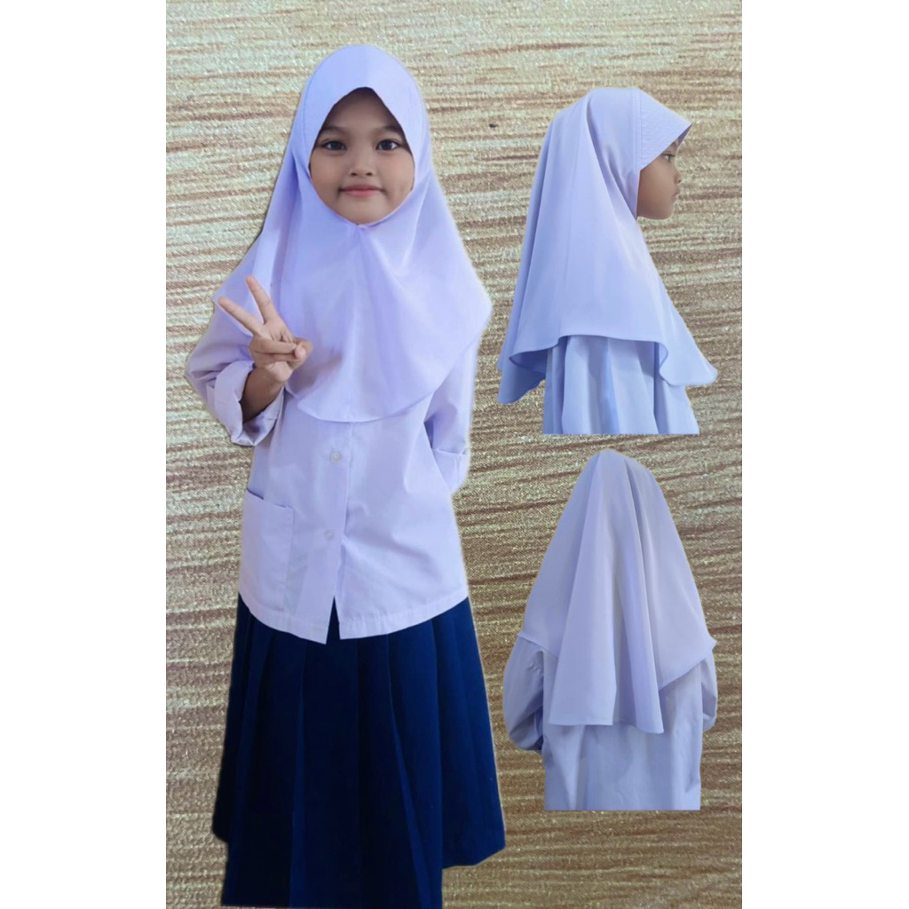 ฮิญาบนักเรียนผ้าบิสกินสีขาวโอโม่แบบเว้าข้าง🌟มาใหม่🌟