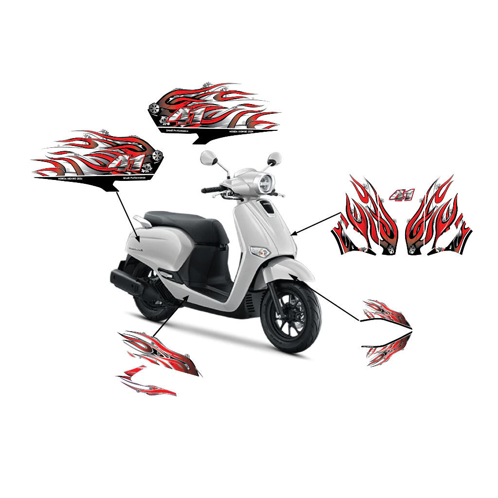 สติ๊กเกอร์ตติดรถลายไฟ Honda Giorno ตรงรุ่น thumbnail 3