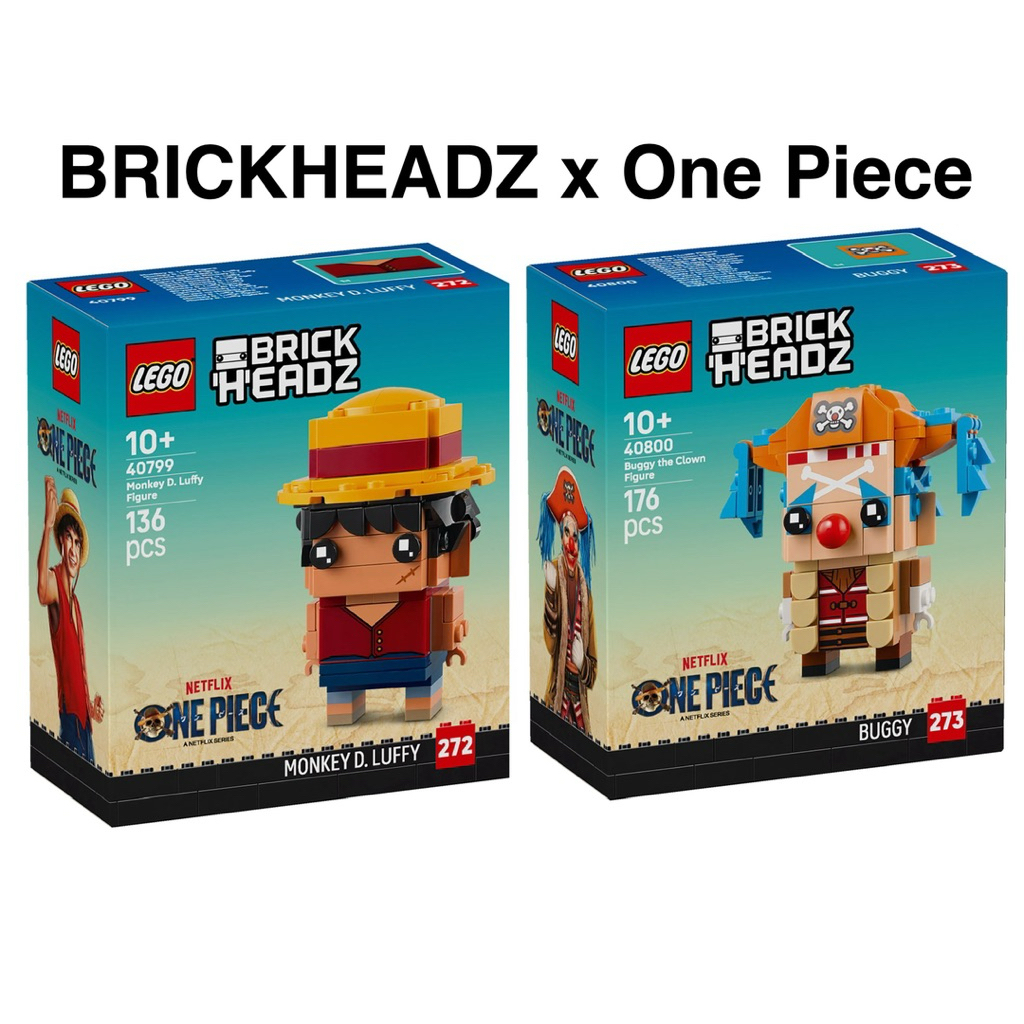 LEGO Brickheadz x One Piece : 40799 Luffy and 40800 Buggy