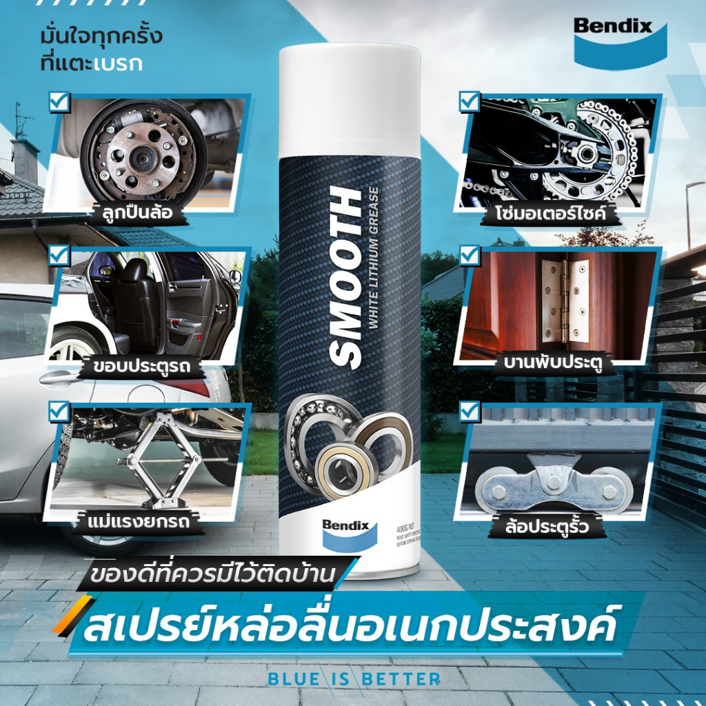 Bendix สเปรย์จาระบีลิเธียมขาว หล่อลื่นชิ้นส่วนงานหนัก Smooth – White Lithium Gre