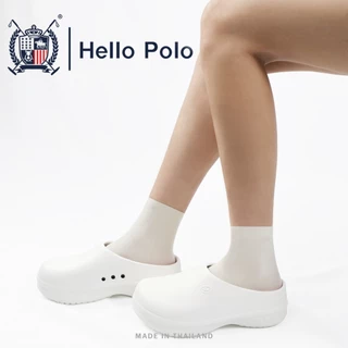 Hello Polo รองเท้าแตะผู้หญิง รองเท้าหัวโต ขาว 3.5cm พื้นหนา กันลื่น กันน้ำ ทนต่อการสึกหรอ ผู้หญิง เหมาะกับฤดู HP8009