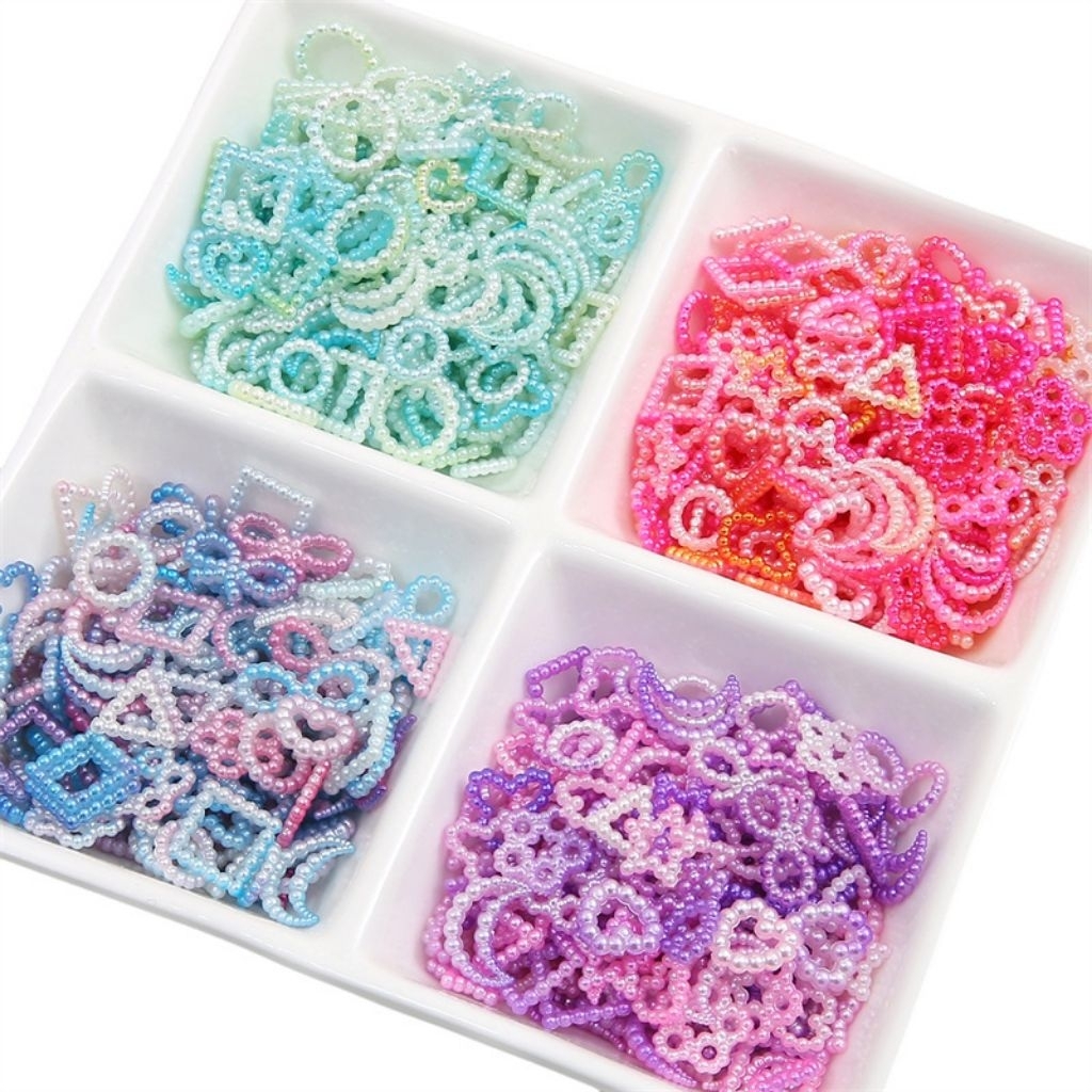 100ชิ้นเรซิ่นจี้ ไข่มุกลูกปัด ลูกปัดติดเล็บ สําหรับตกแต่งเล็บ DIY