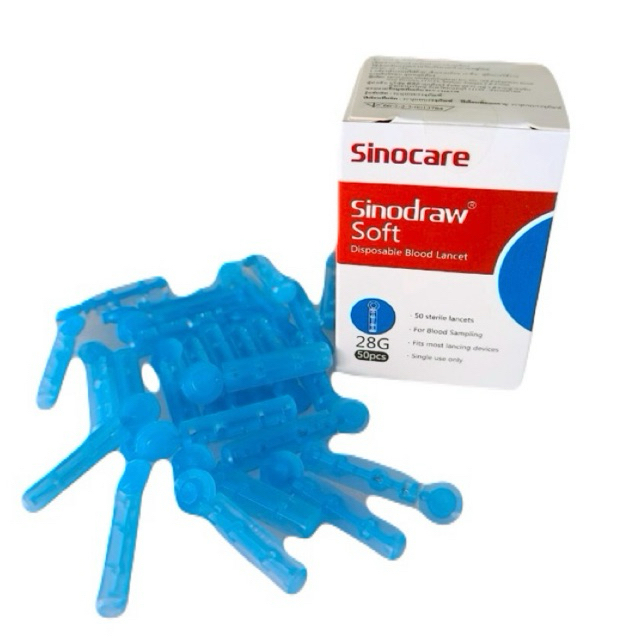 เข็มเจาะเลือด 28 g  SINOCARE สำหรับใช้กับปากกาเจาะเบาหวาน เครื่องตรวจน้ำตาลทุกรุ่น