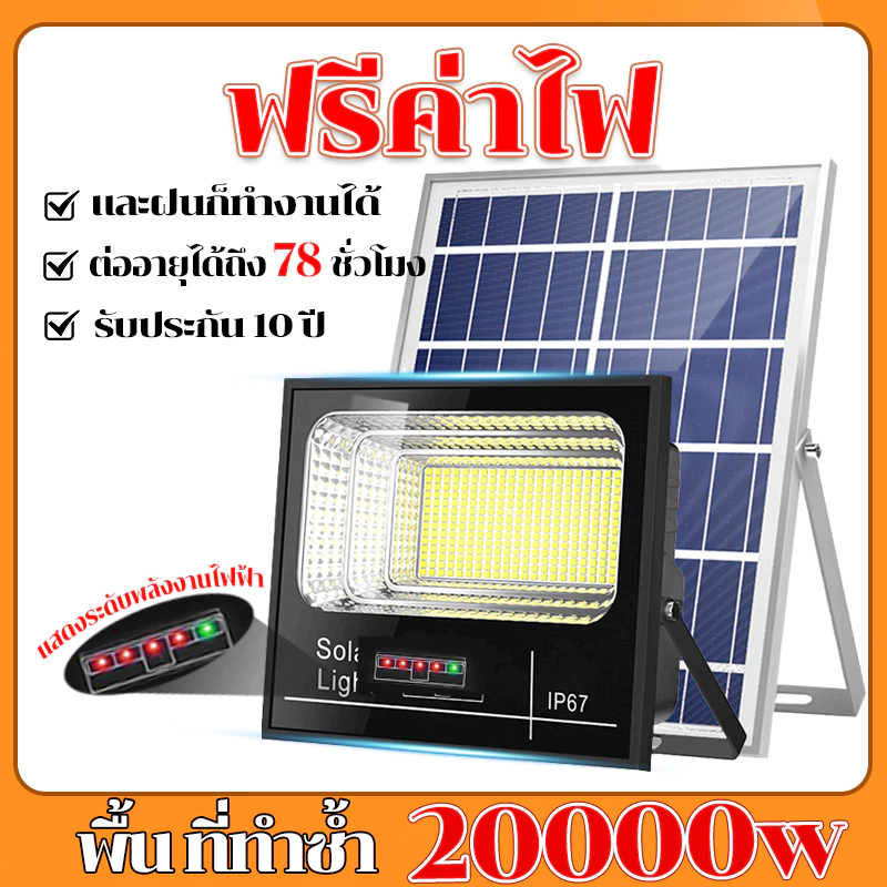 ไฟโซล่าเซลล์ 50000W solar cell งโดยอัตโนมัติเมื่อมืด ไฟโซล่าเซลล์ สปอตไลท์ IP67 Solar lights LED