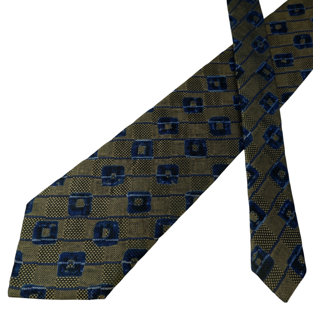 เนคไท Ermenegildo Zegna Silk Dark Grey Geometric Italy เนคไทแบรนด์เนม ของแท้