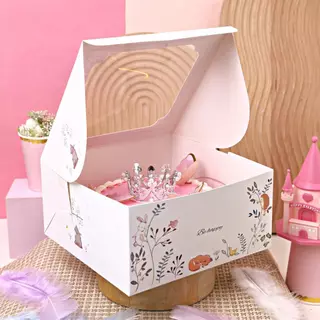 [ซื้อ4ลด5%] Boxjourney กล่องเค้ก 1 ปอนด์ สีขาว / พิมพ์ลาย (10 ใบ/แพ็ค)