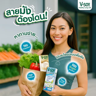 V-soy วีซอย นมถั่วเหลือง เพื่อสุขภาพ รวมทุกรสชาติ (แพ็ค 3 กล่อง)