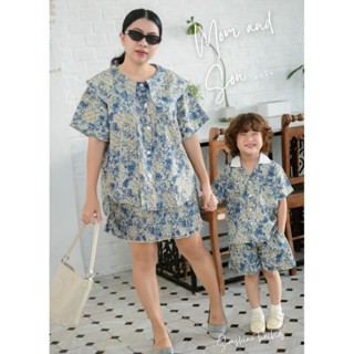 ชุดคู่แม่ลูกชาย ลายดอกไม้สีเข้ม คุณแม่ใส่แล้วผอมแน่นอน