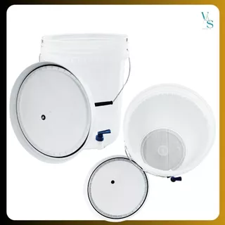 ถังหมักเบียร์ ถังหมักไวน์ ถัง Food Grard สีใส ฝาเจาะรูยางใส Airlock Bucket พร้อมใส่ก็อกน้ำ มี 2 ขนาด 20 ลิตร และ 10 ลิตร