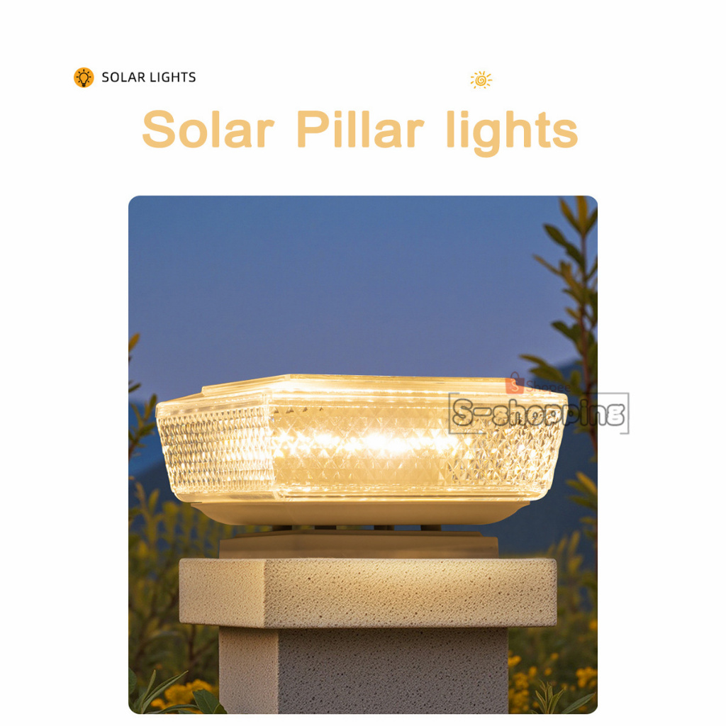 LG-31 ไฟเหลือง  MINI โคมไฟหัวเสา โซล่าเซลล์  Solar light pillar lamp