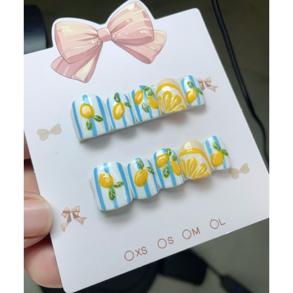เล็บปลอมงานเพ้นท์ลายเลม่อนปั้นนูนน่ารักๆ - รูปที่ 2