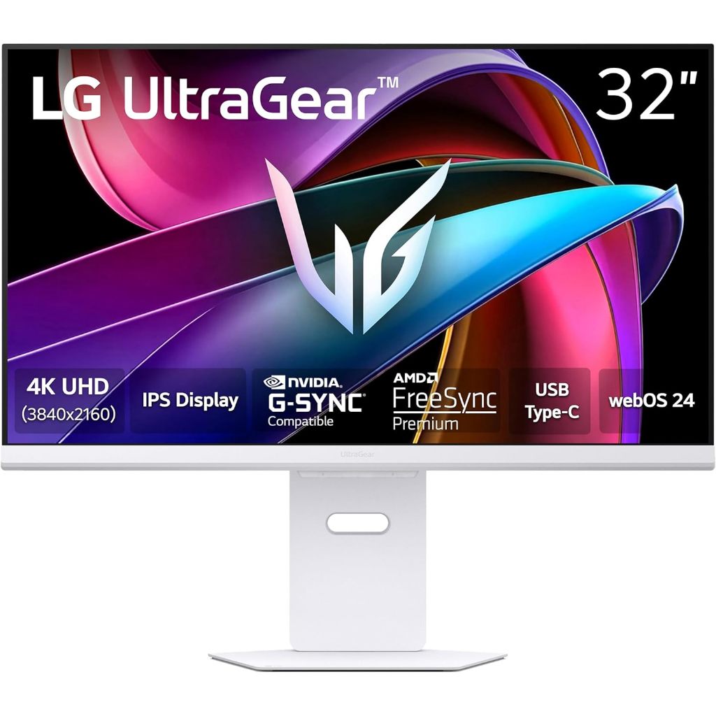 LG 32G810SA-W 32-inch Ultragear 4K UHD IPS AI Gaming Monitor, 144Hz, 1ms, G-Sync, VESA DisplayHDR 40