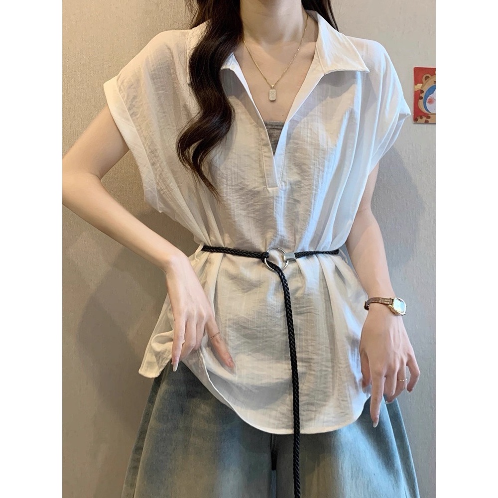 #ป้าย MATINEE M1887 เสื้อเชิ้ตแขนกุดสไตล์มินิมอล พร้อมเชือกผูกเอว เก็บทรงเป๊ะ ใส่ง่ายแมทช์ได้ทุกลุค!