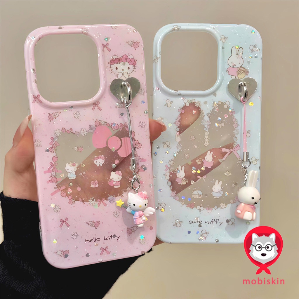 เคสไอโฟน 15 สำหรับ iPhone 11 15 13 14 12 Pro Max 8Plus 7Plus XR 14 7 8 15 Plus X XS Max  ปกกระต่ายคิตตี้น่ารัก