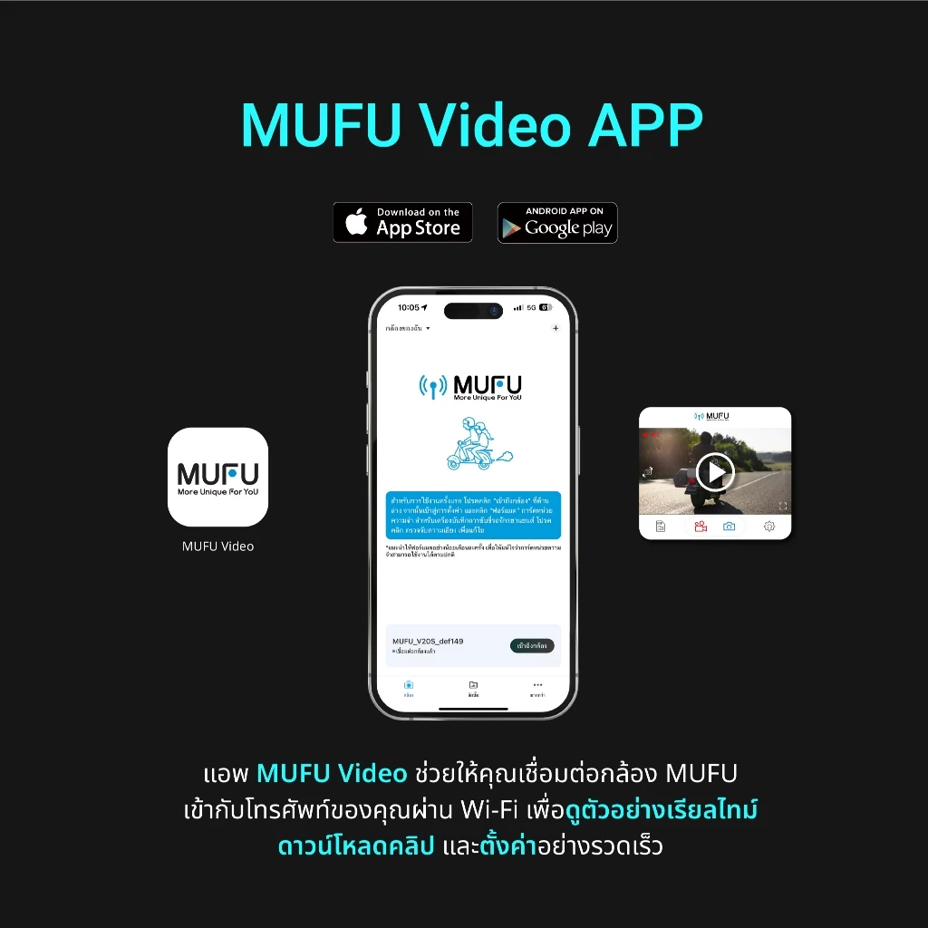 MUFU V20S กล้องติดหมวกกันน็อค 1080P FHDใช้งานต่อเนื่อง7.5ชั่วโมง กล้องหน้า-หลัง กันน้ำ ประกันสินค้า1ปี thumbnail 8