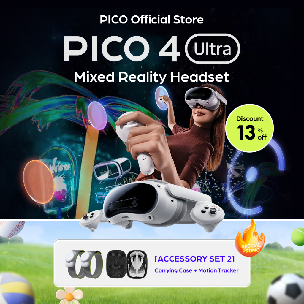 [ACCESSORY SET 2] PICO 4 Ultra VR Headset 12GB + 256GB | พร้อม Motion Tracker และ กระเป๋า Carrying C