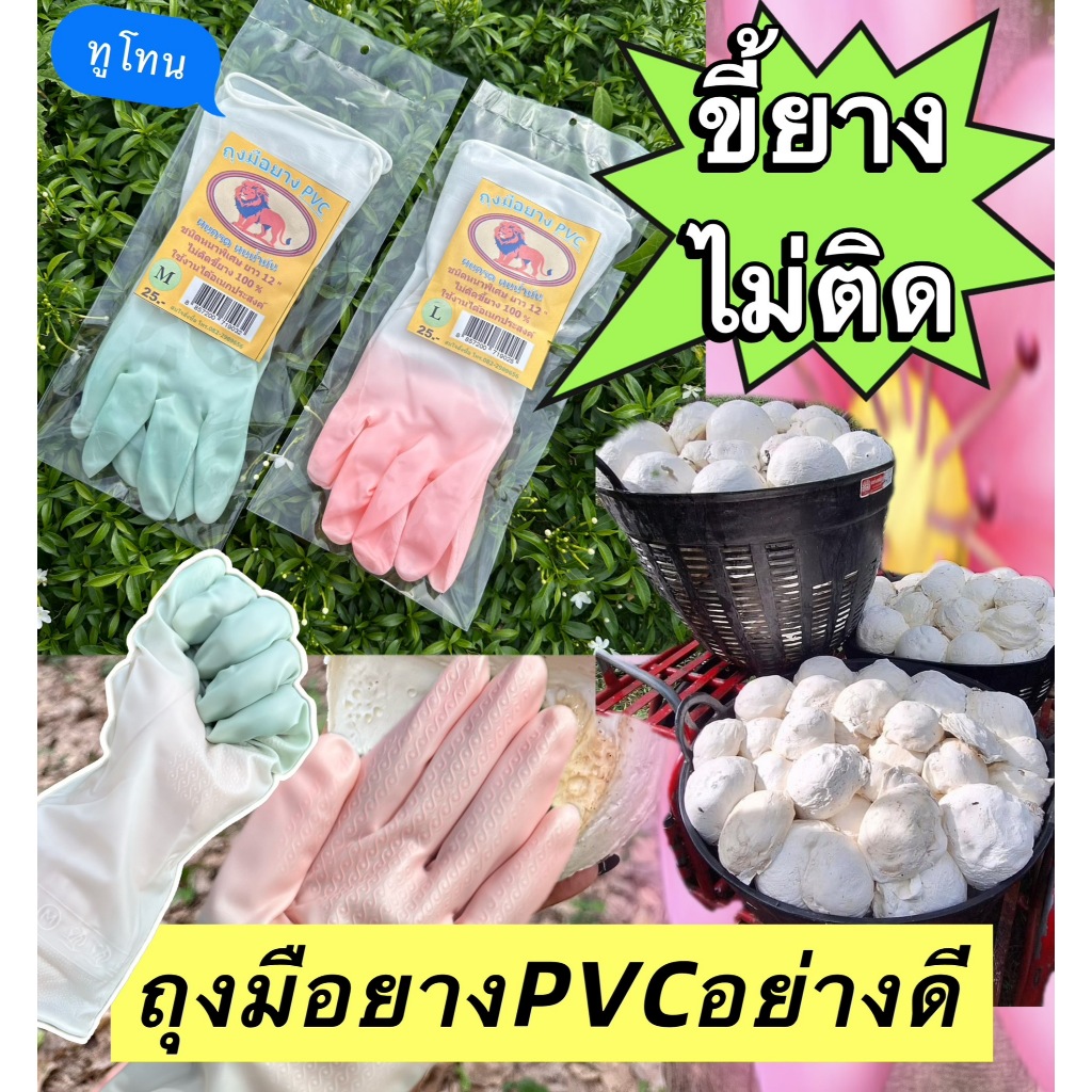 (ส่งพรุ่งนี้‼️) ถุงมือเก็บขี้ยาง pvc 1โหล(12คู่) ถุงมือกรีดยางไม่ติดมือ100% อเนกประสงค์ ใช้ซ้ำได้หลายรอบ