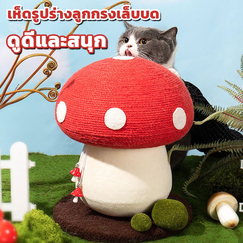 🍄ที่ลับเล็บแมว😻สไตล์ใหม่ 4 in 1 แร็คปีนแมว ที่ลับเล็บแมว กระดานลับเล็บแมว  คอนโดแมว รูปร่างเห็ด เสาลับเล็บ ของเล่นแมว