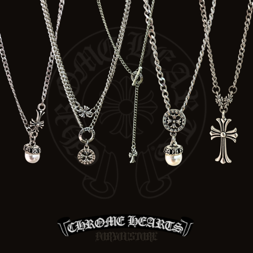 Chrome Hearts Necklace  สร้อยคอโครมฮาร์ท Cross Pearl Clavicle Chain พร้อมส่งในไทย