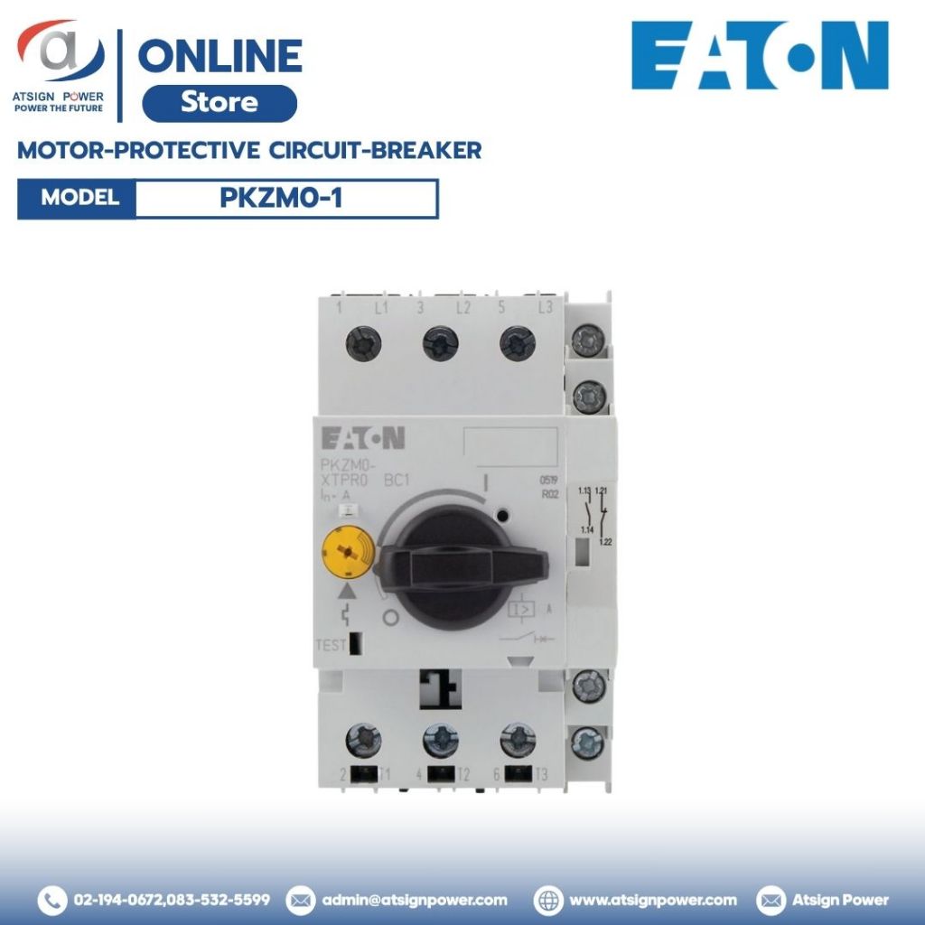 EATON PKZM0‑1  สวิตช์ป้องกันมอเตอร์ (Motor‑Protective Circuit Breaker