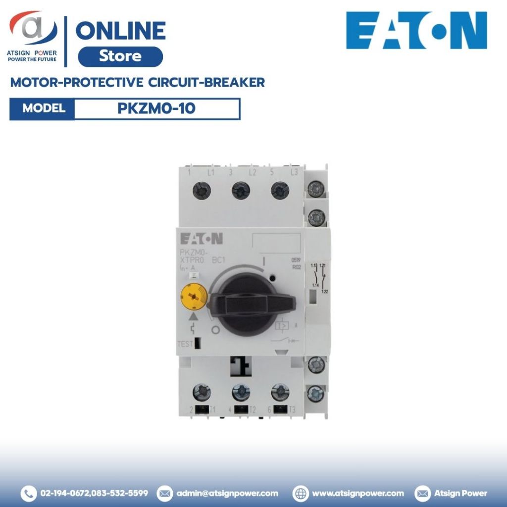 EATON PKZM0‑10  สวิตช์ป้องกันมอเตอร์แบบหมุนลูกบิด (Motor Protective Circuit Breaker)