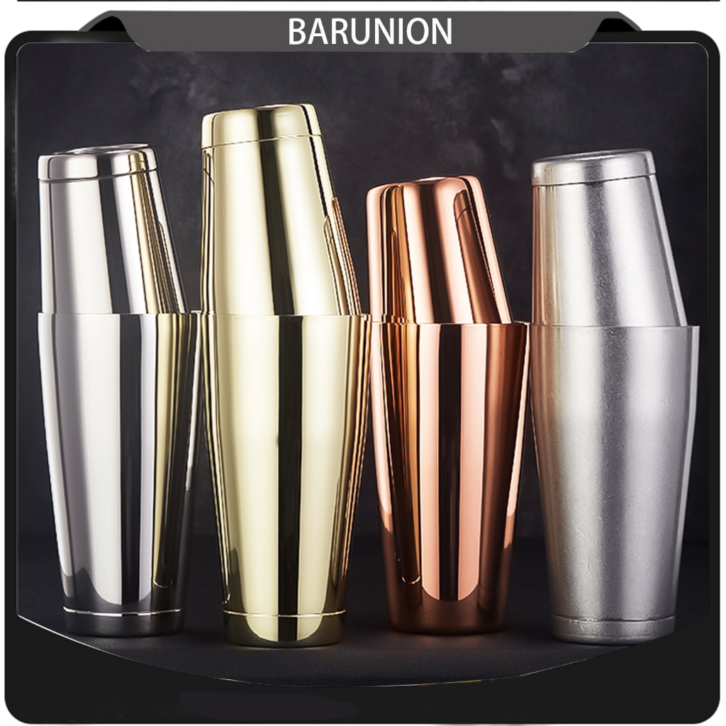Barunionชุดเชคเกอร์ สแตนเลส 304 สำหรับบาร์สไตล์อเมริกัน (Boston Shaker) พร้อมอุปกรณ์ชงค็อกเทลแบบมืออาชีพ