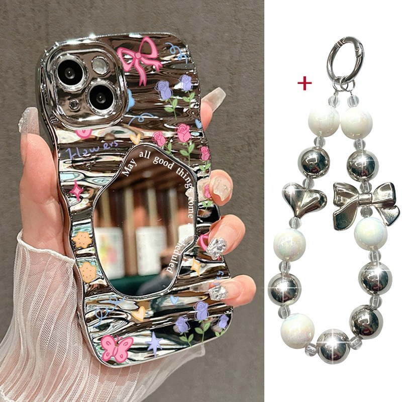 เคสทรศัพท์ For Samsung A56 5G A06 5G A55 5G A36 A05 A05S A35 A12 A14 A15 A16 A34 A54 A26 โบว์สีชมพู เคสโทรศัพท์กระจกเงา