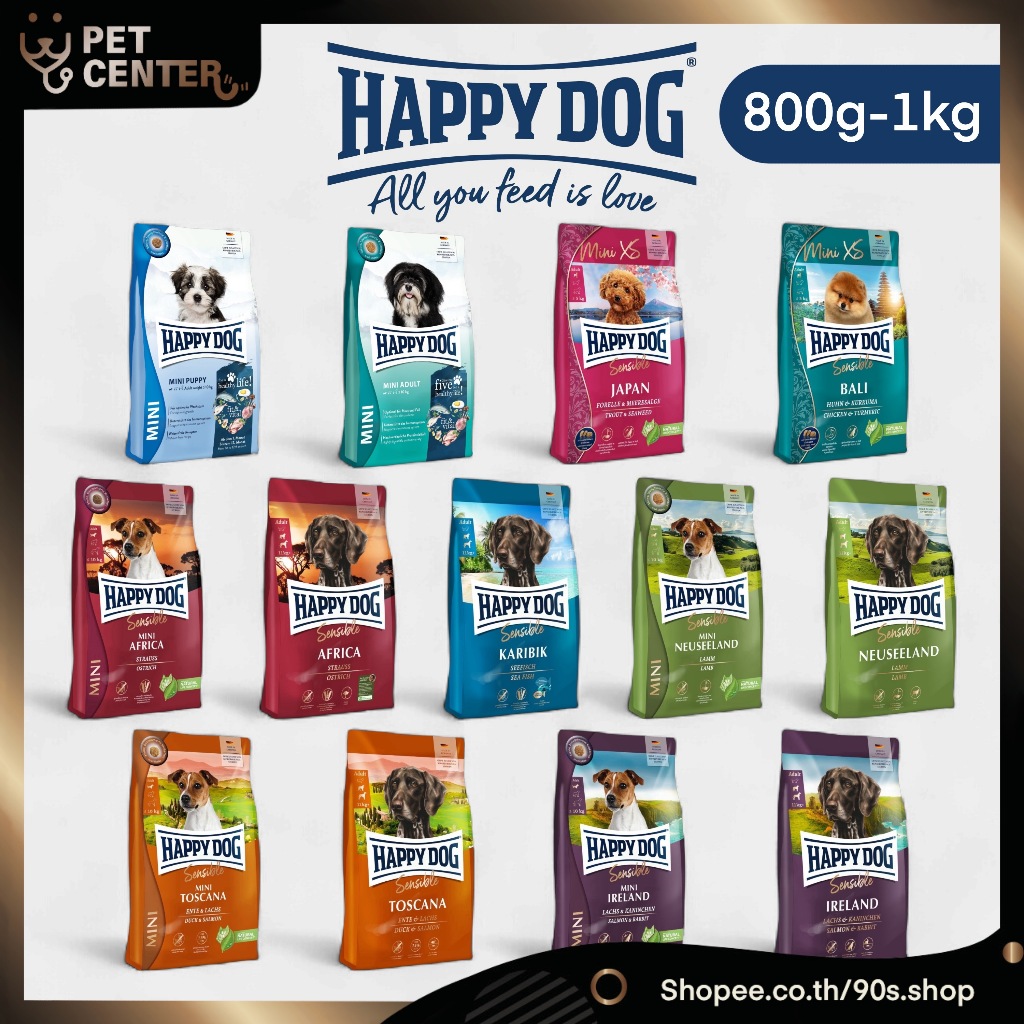 Happy Dog - Mini & All Breed Sensible อาหารสุนัขพันธุ์เล็กและพันธุ์ใหญ่ ขนาด 800g./ 1kg.