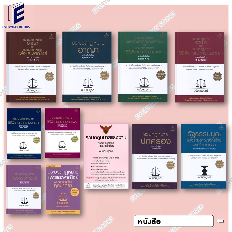 พร้อมส่ง หนังสือ ประมวลกฎหมายวิธีพิจารณาความอาญา/ความแพ่ง/พาณิชย์/ป.วิ อาญา และป.วิ แพ่ง พาณิชย์ หัวข้อเรื่องทุกมาตรา