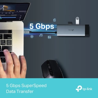 TP-Link UH6120C USB-C Hub 6-in-1 ต่อจอ 4K@60Hz ชาร์จเร็ว 100W PD มีช่อง LAN สำหรับ MacBook iPad