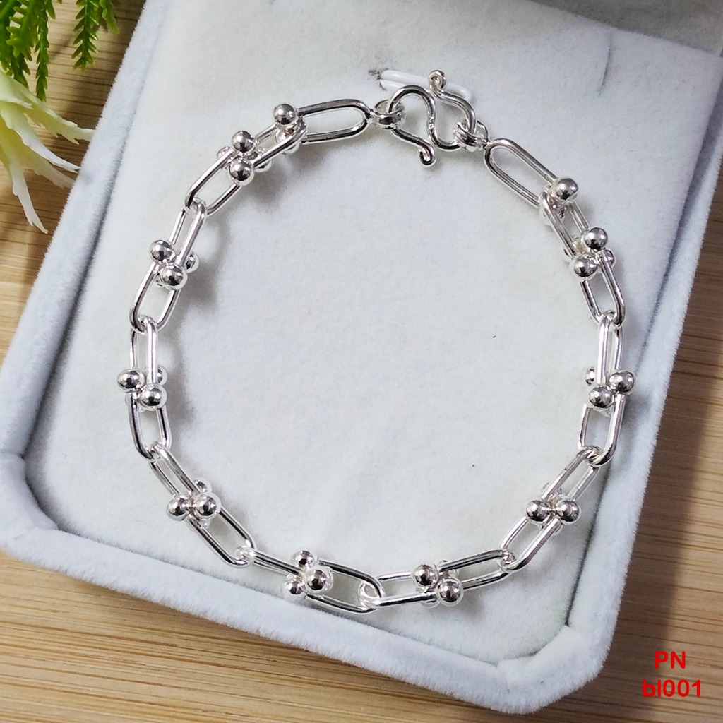 PN สร้อยข้อมือเงินแท้92.5% สร้อยข้อมือ สไตล์โมเดิร์น น่ารัก Bracelet (bl001)